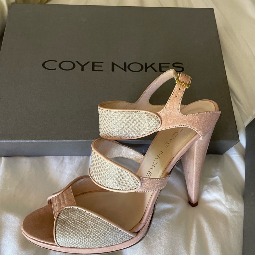 Pink and Cream High Heel Sandals with Slingback